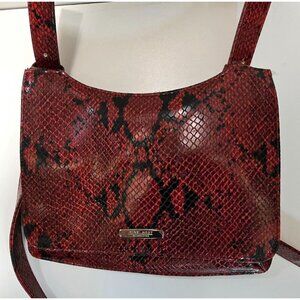 Vintage Nine West Red Snake Print Shoulder Bag crossbody